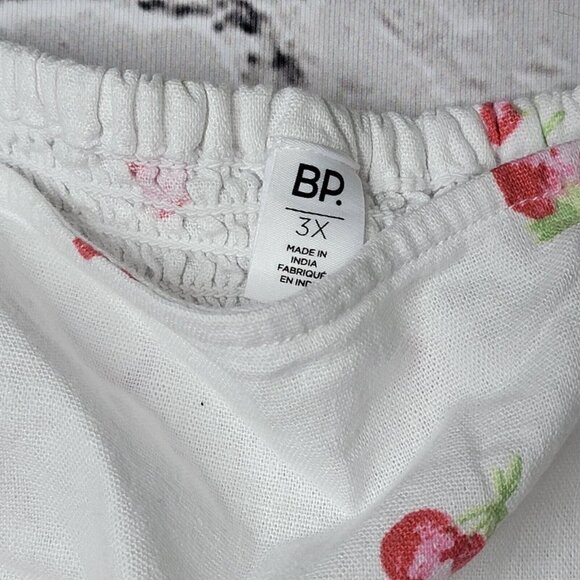 Bp Puff Sleeve Crop Top In White Brilliant Tossed Berries Linen NWT Size 3X - Picture 7 of 11